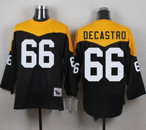 Mitchell And Ness 1967 Steelers #66 David DeCastro Black/Yelllow Throwback Men's Stitched NFL Jersey - Click Image to Close